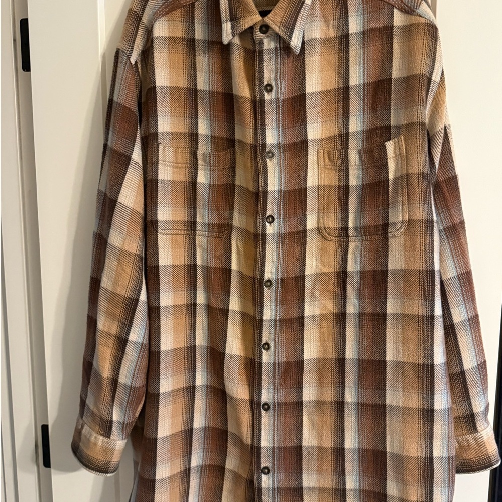 St. John's Bay Brown Plaid Casual Button Down Shirt